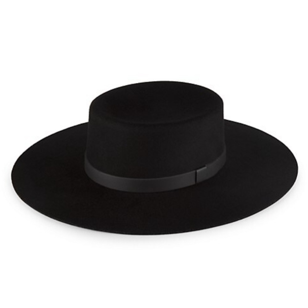 black wide brim hat